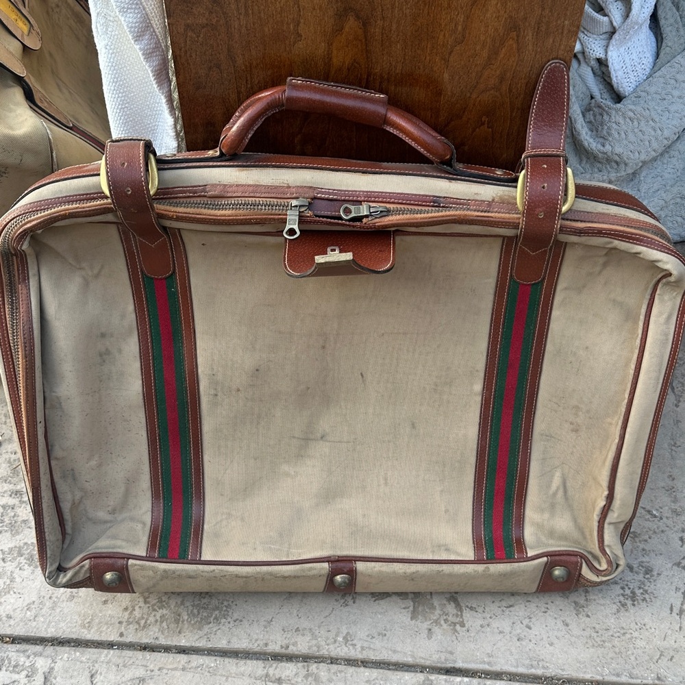 Gucci Beige and Brown Men's  vintage carry on luggage